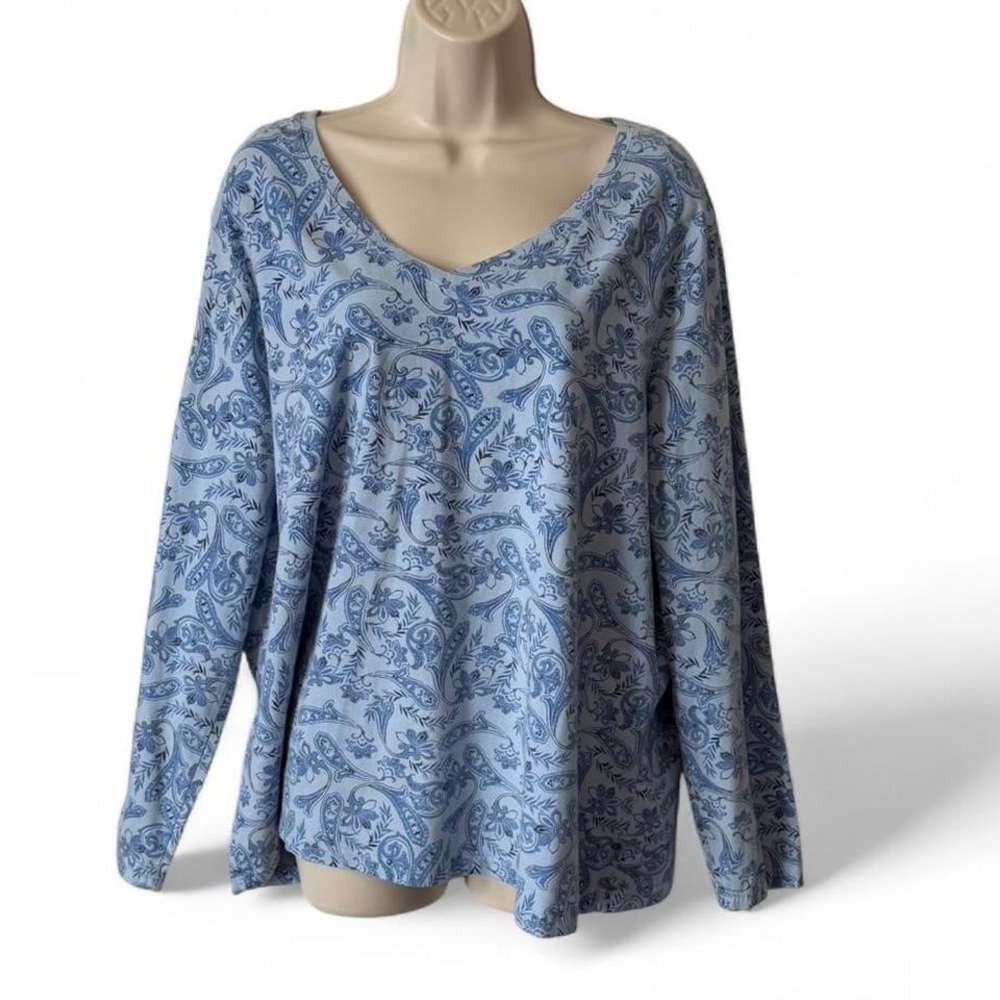 Vintage Faded‎ Glory Blue Paisley Stretch Tee